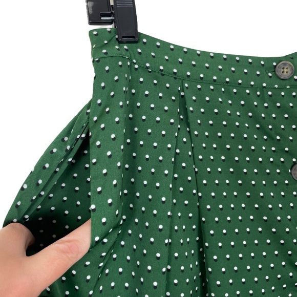 Who What Wear Green Tiny Polka Dot Button Front Maxi Skirt w Pockets Size 6 - Picture 7 of 13